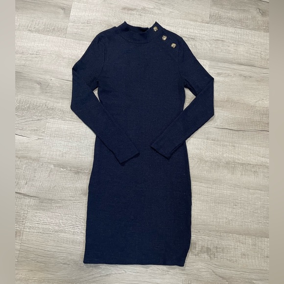 Navy above the knee sexy bodycon stretchy dress - Picture 2 of 5